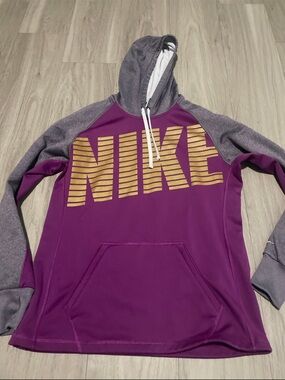 Nike Purple and Gray Therma-Fit Hoodie with Gold Accents